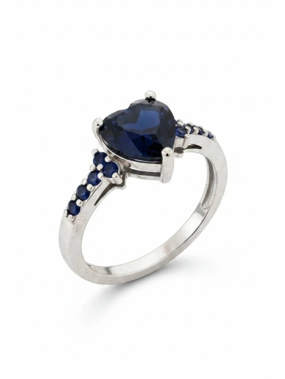 Nwt Sassified Boutique Heart-Cut Blue Sapphire  Colored Halo Ring